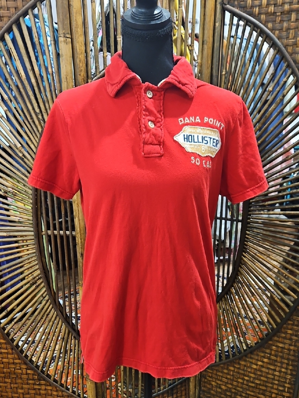 Hollister VTG Y2K Vibrant Red Short-Sleeve Polo Size S
